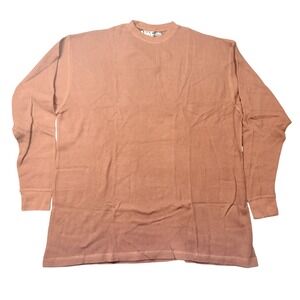 VTG BAT WEAR Mens 4X Long Sleeve Thermal Waffle Knit Cotton Shirt Brown Big Tall